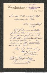 k.k. naturhistorisches Hofmuseum, Intendanzakten 1885-1896 (Hauer), Aktenzahl Z.536/1889, Seite 1